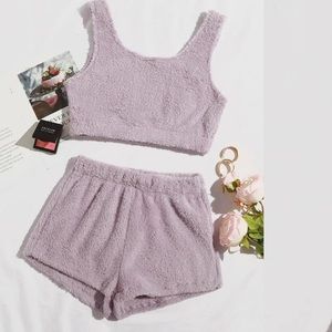 Teddy Bear Faux Fur Lounge Pajama Set